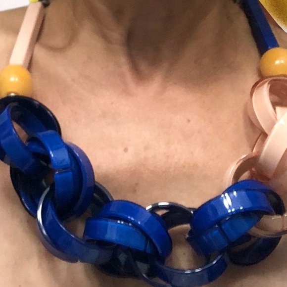 NWT ANTHROPOLOGIE Chunky Glass Boho Chic Link Necklace - Picture 3 of 7